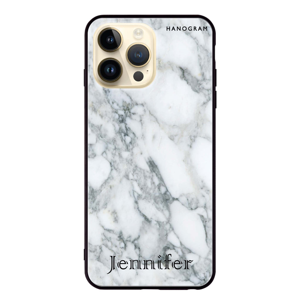 Powder Gray And White Marble Glass Case