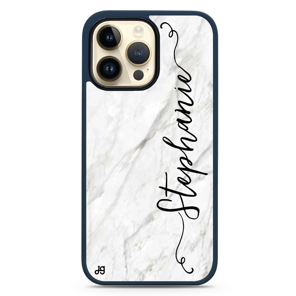 Vertical Cursive & Marble Sleek MagSafe Compatible Impact Guard Bumper Case