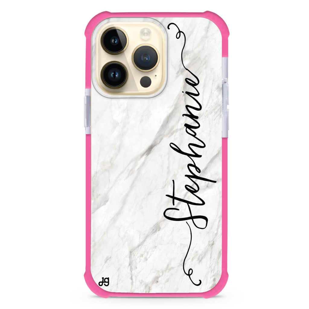 Vertical Cursive & Marble Sleek MagSafe Compatible Ultra Shockproof Case