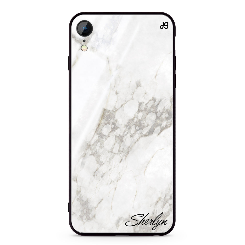 Simple White Marble iPhone XR Glass Case