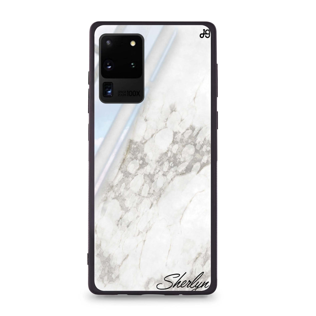 Simple White Marble Samsung Glass Case