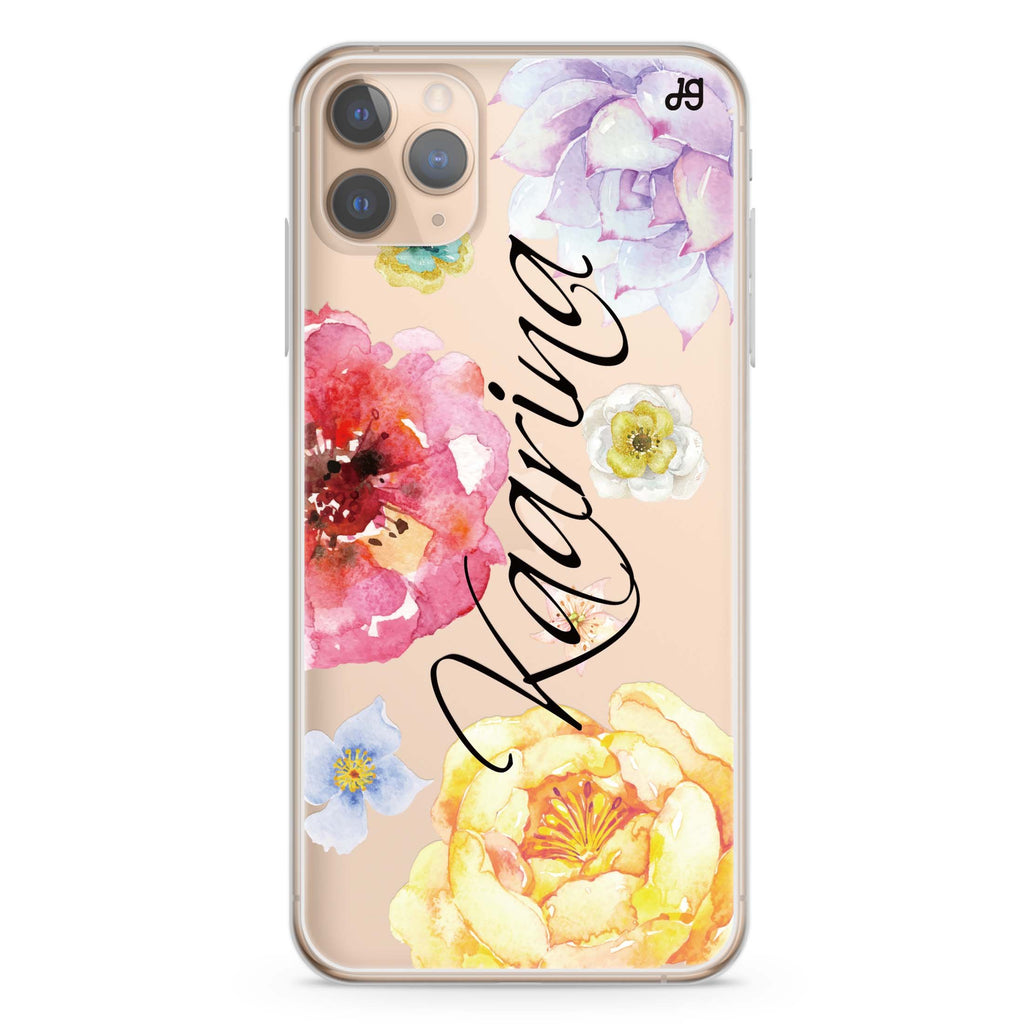 Colorful Watercolor Flowers iPhone 11 Pro Max Ultra Clear Case