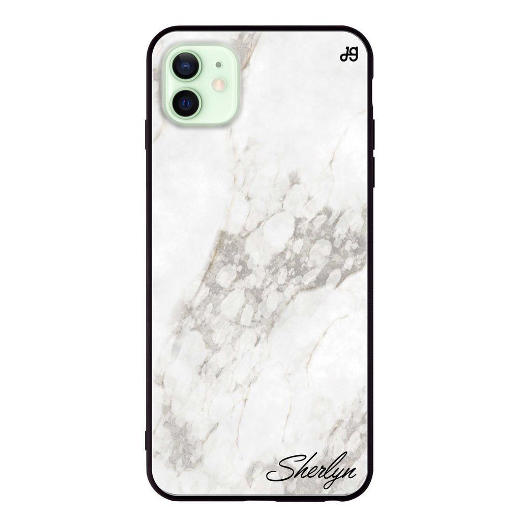 Simple White Marble iPhone 12 Glass Case