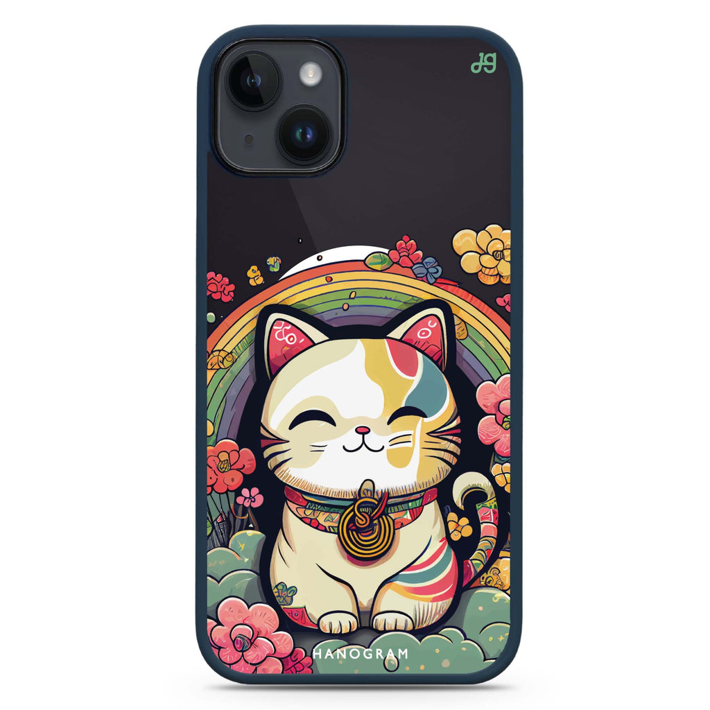 Japanese Lucky Cat iPhone 14 Plus MagSafe Compatible Impact Guard Bumper Case