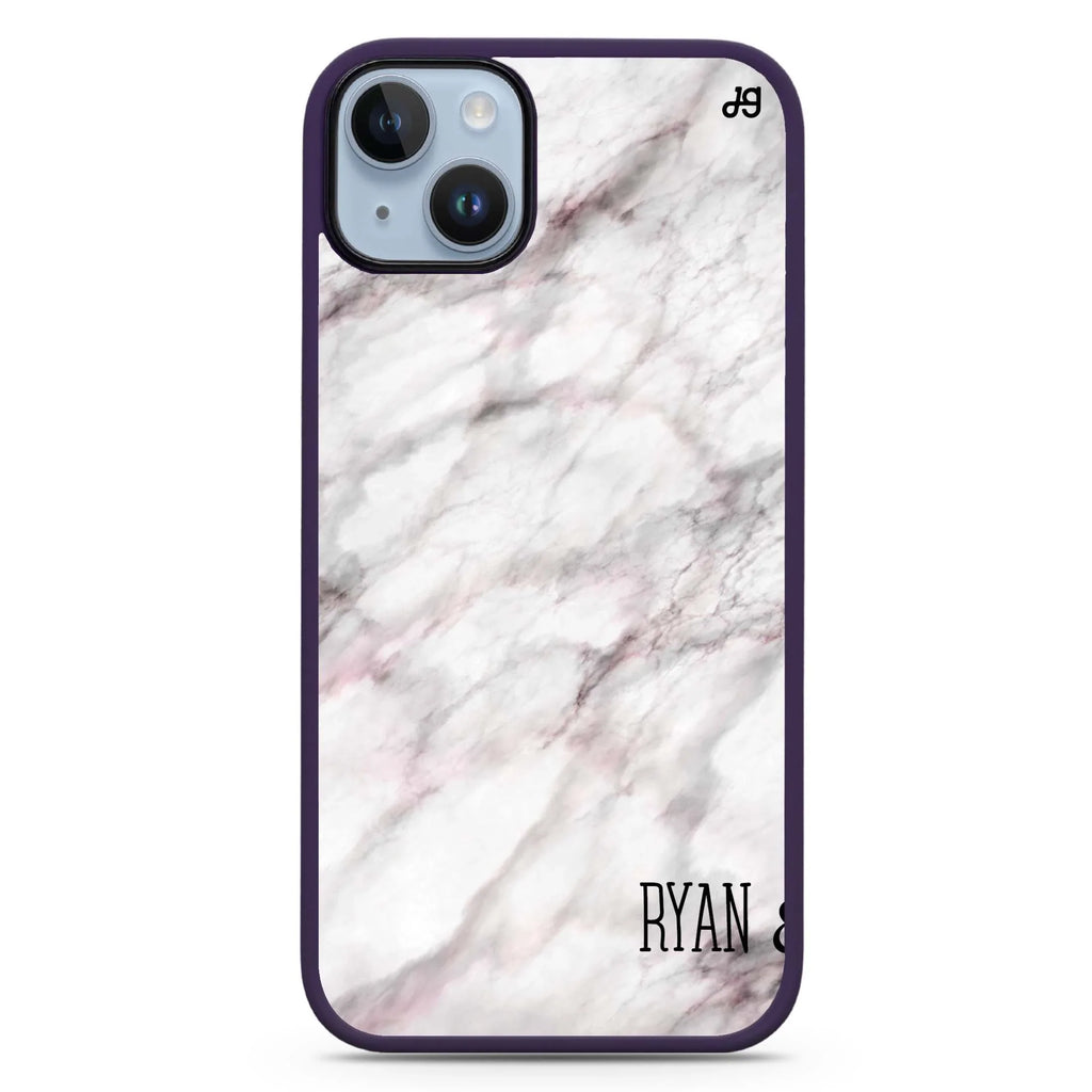 White Marble iPhone 14 Plus MagSafe Compatible Impact Guard Bumper Case