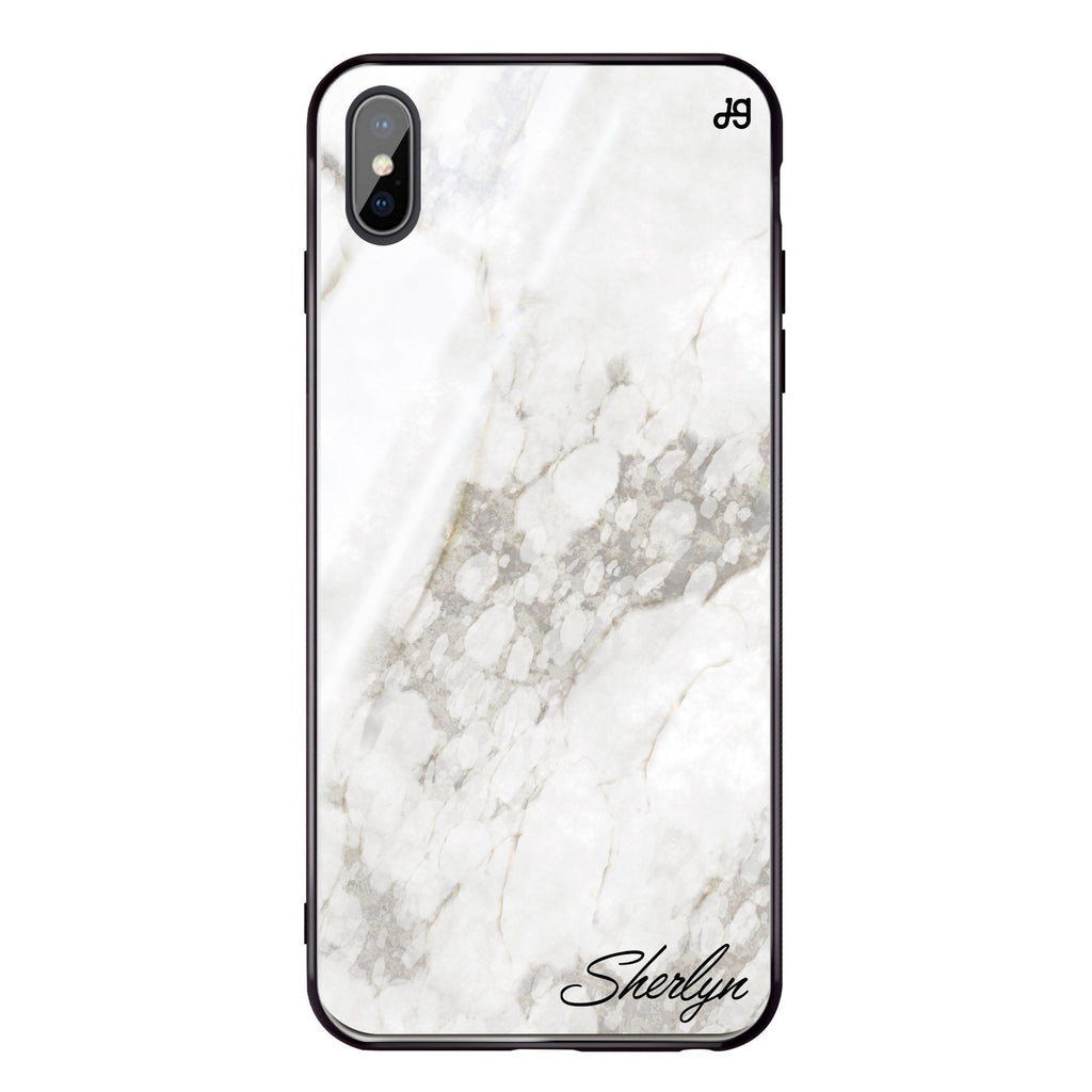 Simple White Marble iPhone XS Glass Case