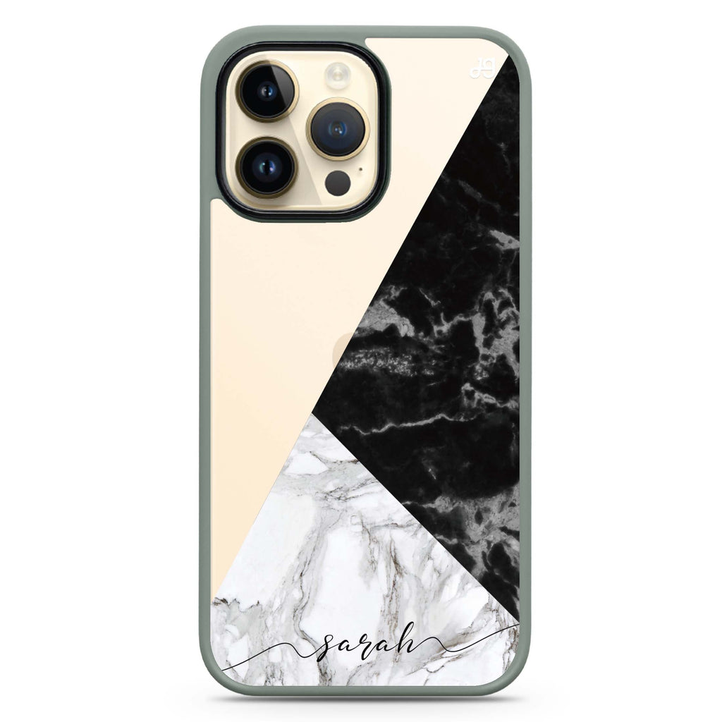 Black And White Marble iPhone 13 Pro Impact Guard Bumper Case