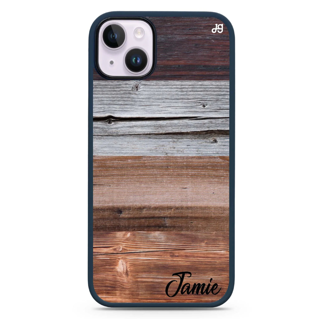 Wood Grain Varigegated iPhone 14 Plus MagSafe Compatible Impact Guard Bumper Case