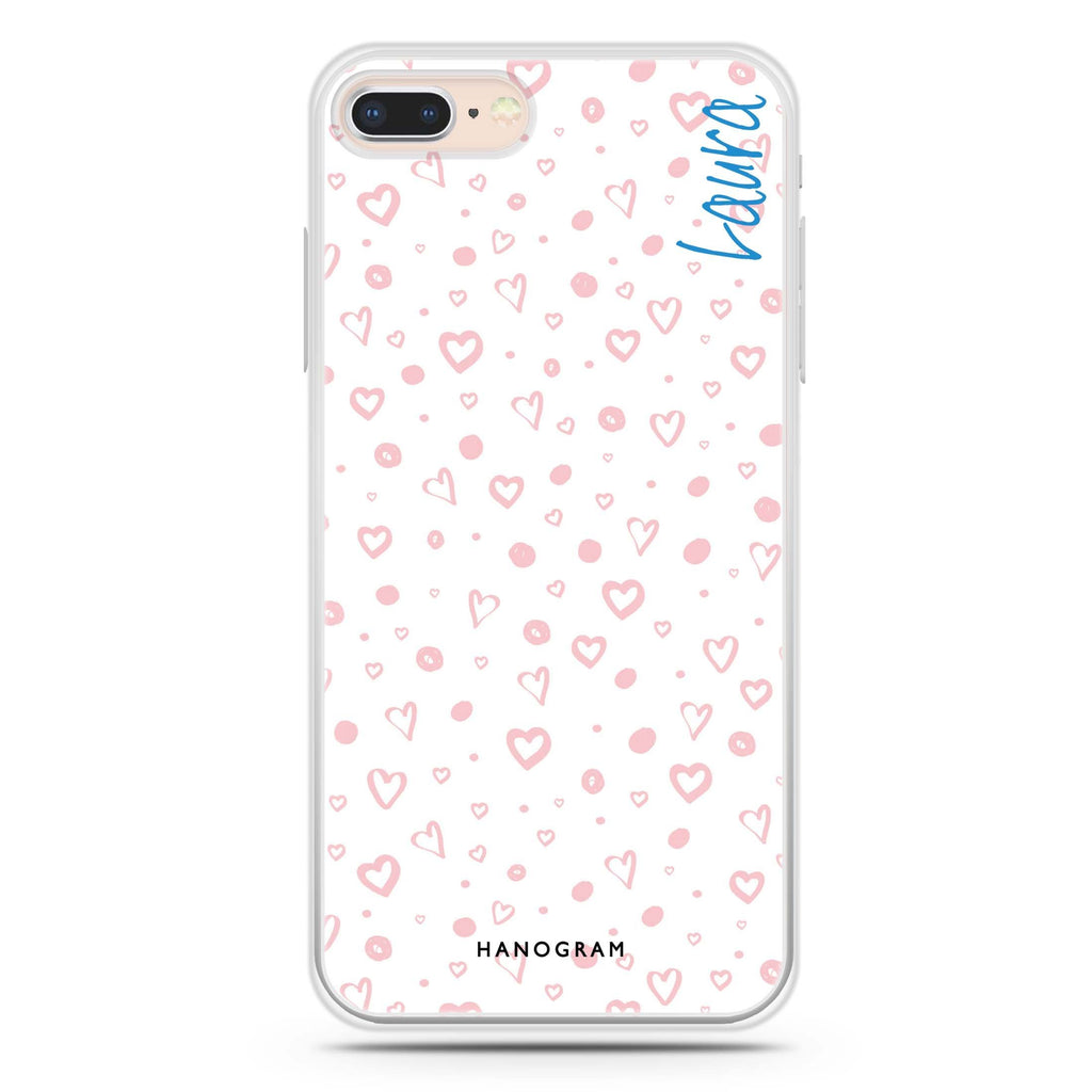 Pinky Hearts iPhone 8 Ultra Clear Case