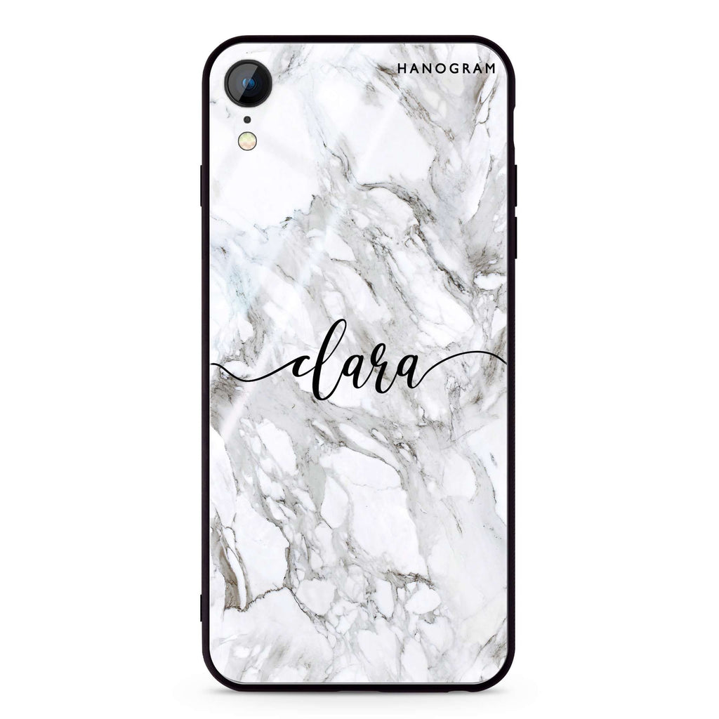 Powder Gray And White Marble iPhone XR Glass Case
