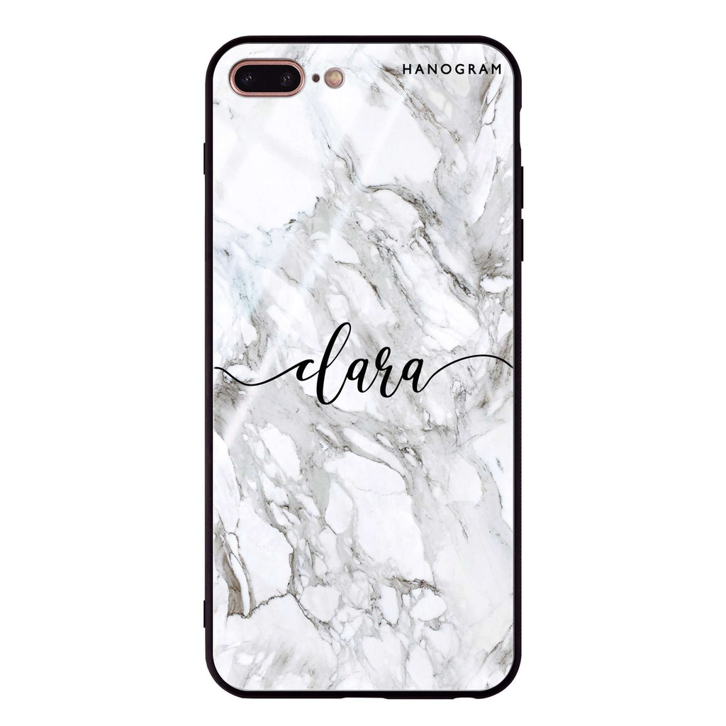 Powder Gray And White Marble iPhone 7 Plus Glass Case