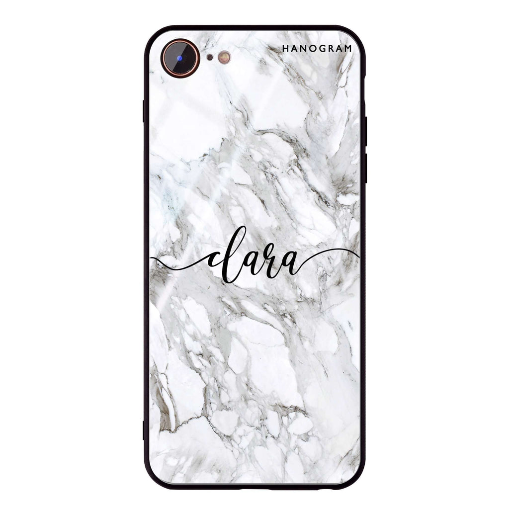 Powder Gray And White Marble iPhone 8 Glass Case
