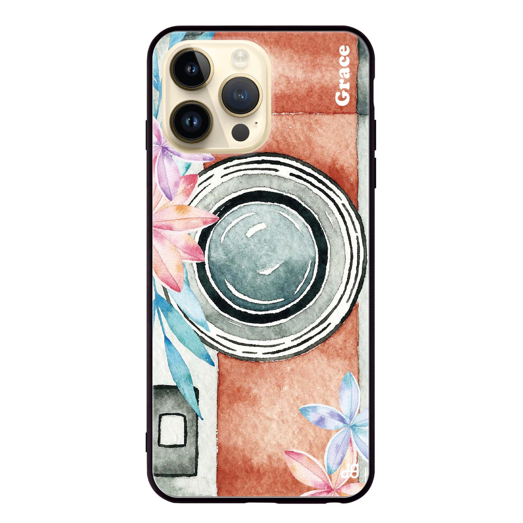 Watercolor Camera iPhone 14 Pro Max Glass Case