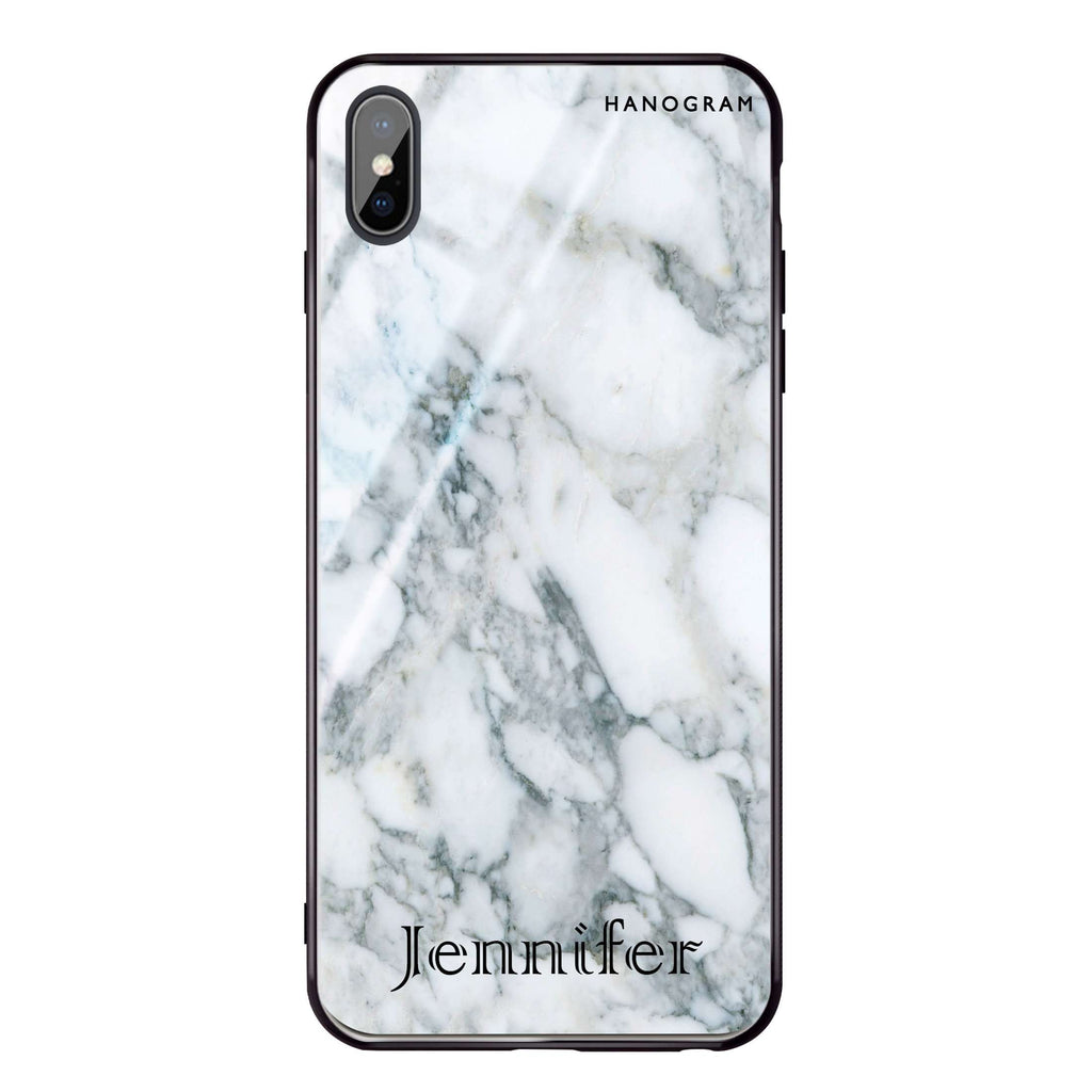 Powder Gray And White Marble II iPhone XS Max Glass Case