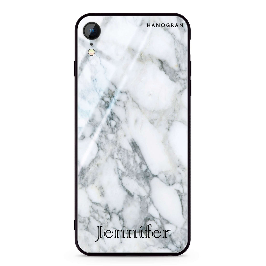 Powder Gray And White Marble II iPhone XR Glass Case
