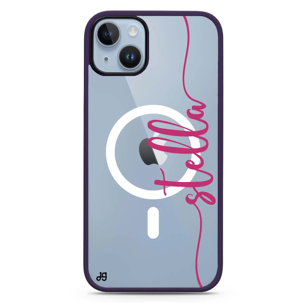 Vertical Script Handwritten Custom iPhone 14 Plus MagSafe Compatible Impact Guard Bumper Case