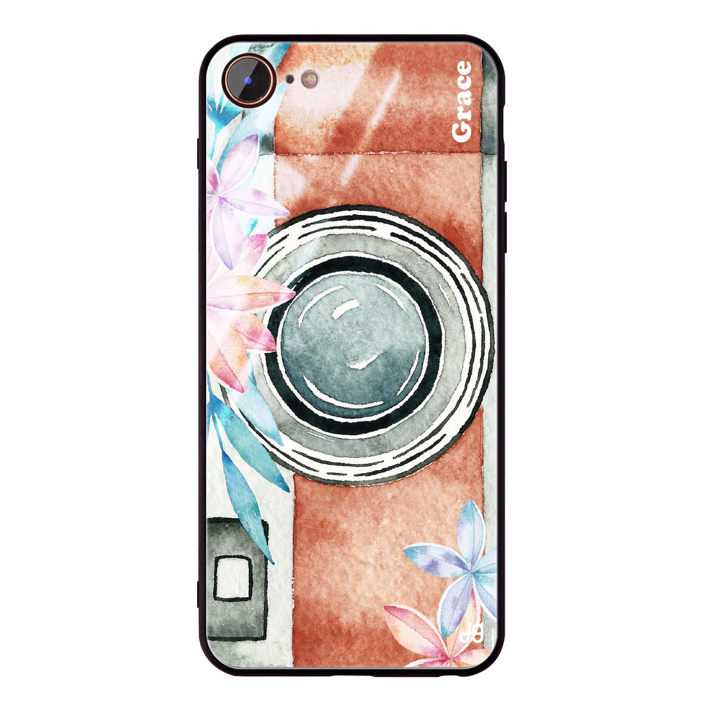 Watercolor Camera iPhone 8 Glass Case