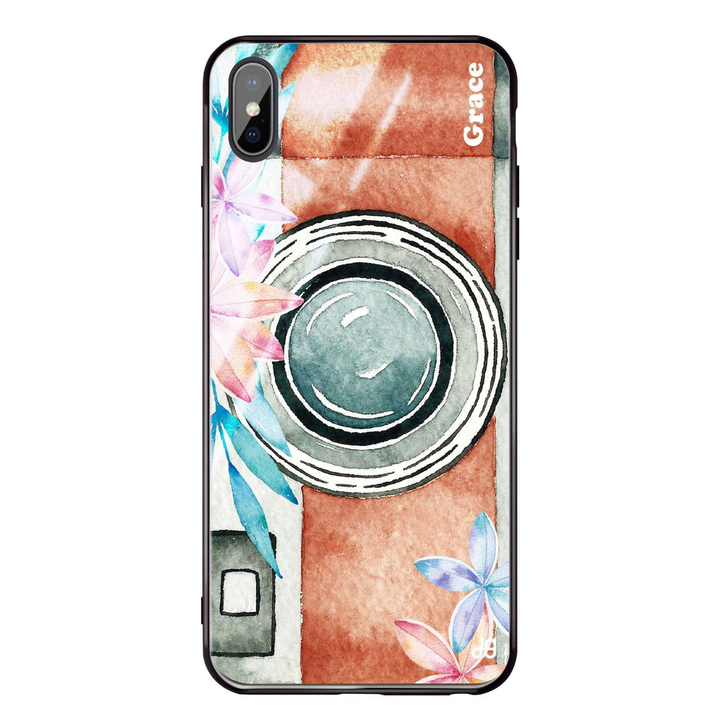 Watercolor Camera iPhone X Glass Case