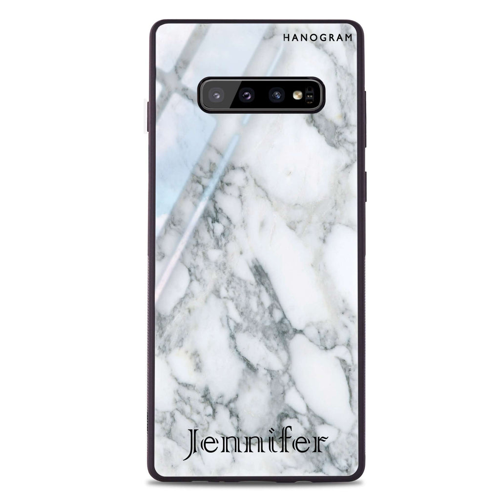 Powder Gray And White Marble II Samsung S10 Plus Glass Case
