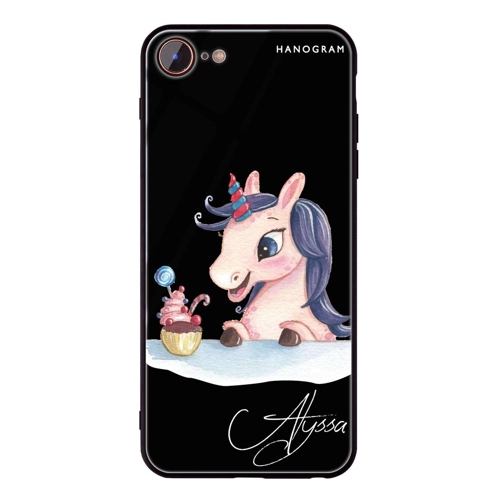 Rainbow Unicorn And Cupcake iPhone 7 Glass Case