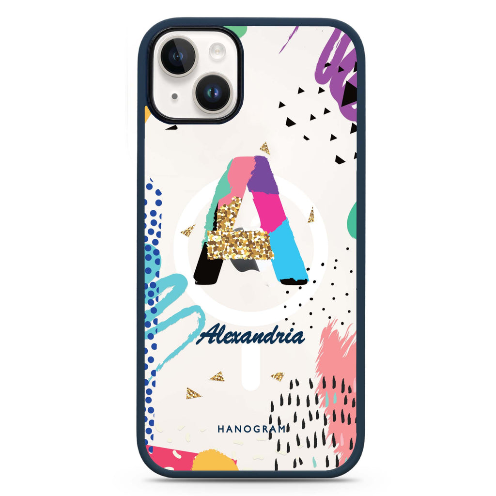 Artistic Monogram IV iPhone 14 Plus MagSafe Compatible Impact Guard Bumper Case