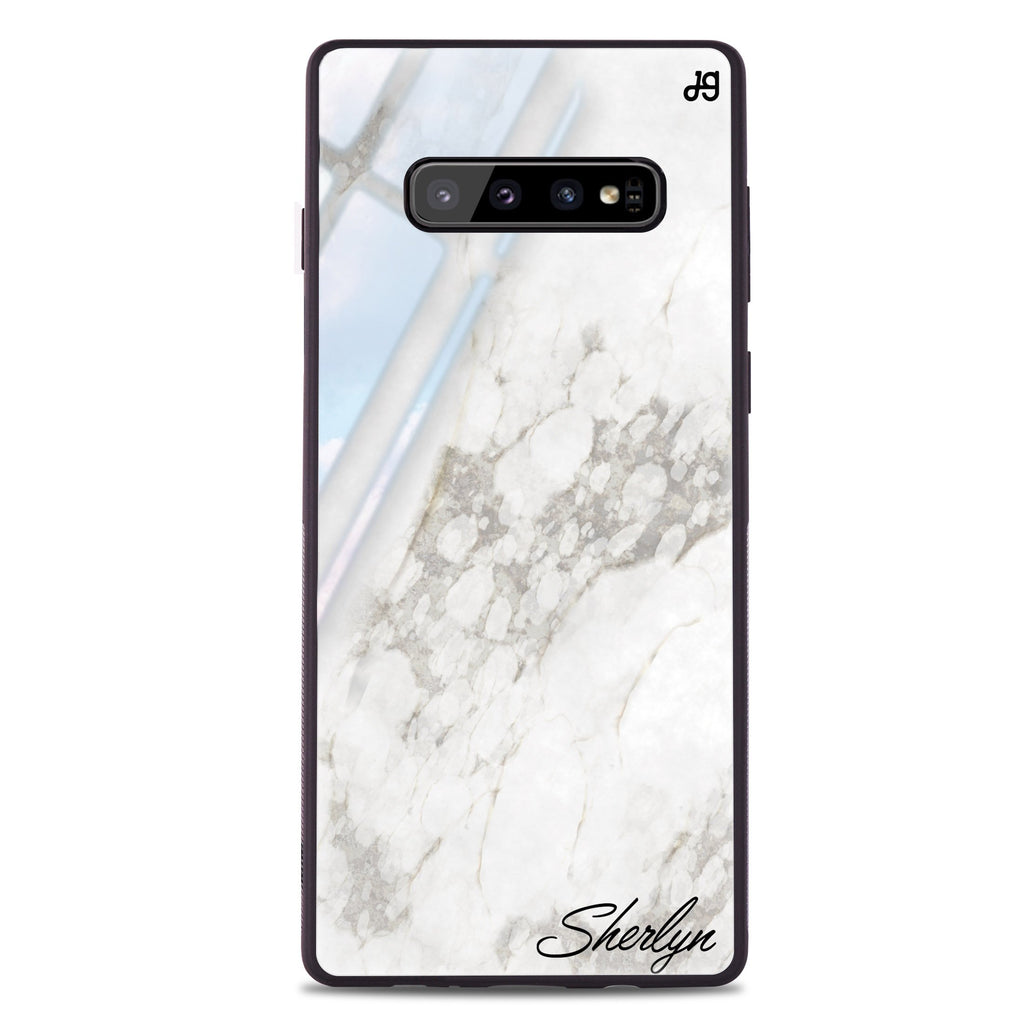Simple White Marble Samsung S10 Plus Glass Case