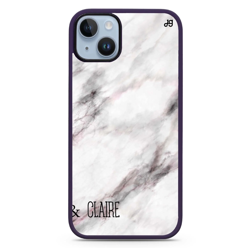 White Marble iPhone 14 Plus MagSafe Compatible Impact Guard Bumper Case