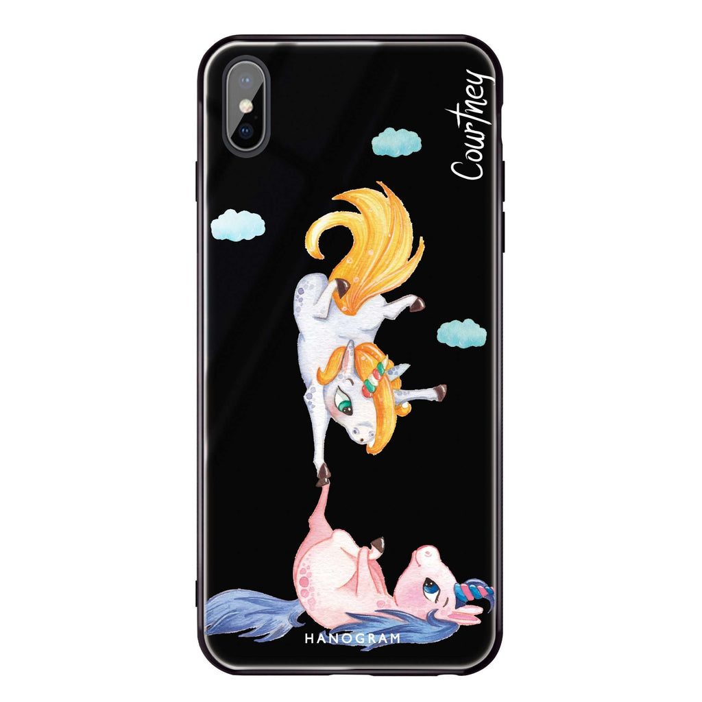 Rainbow Unicorn Dancing iPhone XS Max Glass Case