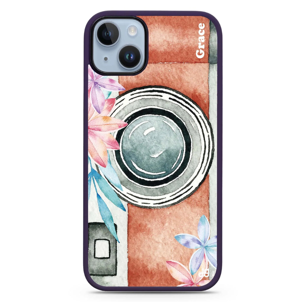 Watercolor Camera iPhone 14 Plus MagSafe Compatible Impact Guard Bumper Case