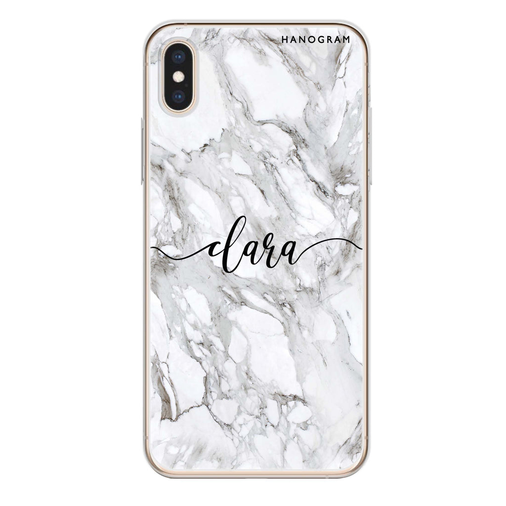 Powder Gray And White Marble iPhone XS Max Ultra Clear Case