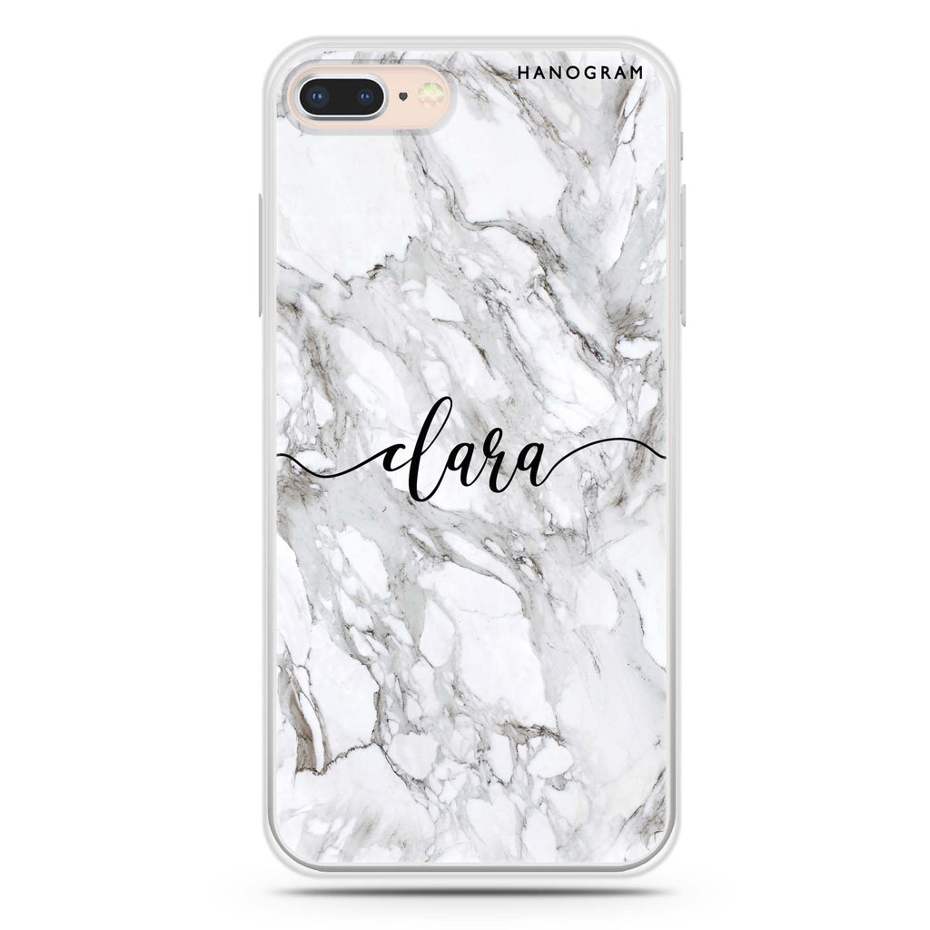 Powder Gray And White Marble iPhone 7 Plus Ultra Clear Case