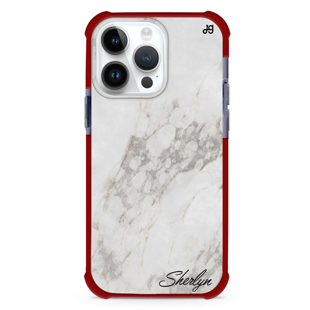 Simple White Marble MagSafe Compatible Ultra Shockproof Case