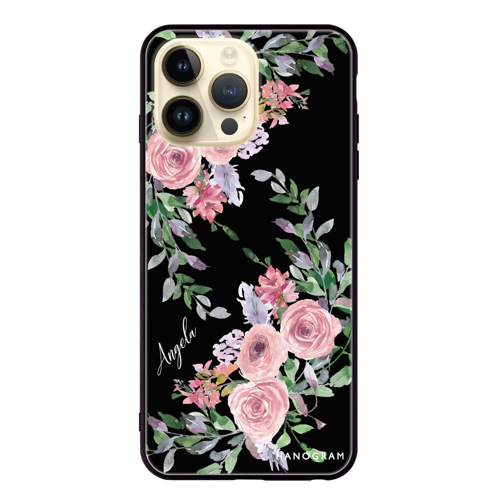 Lucy Watercolor Rose Glass Case