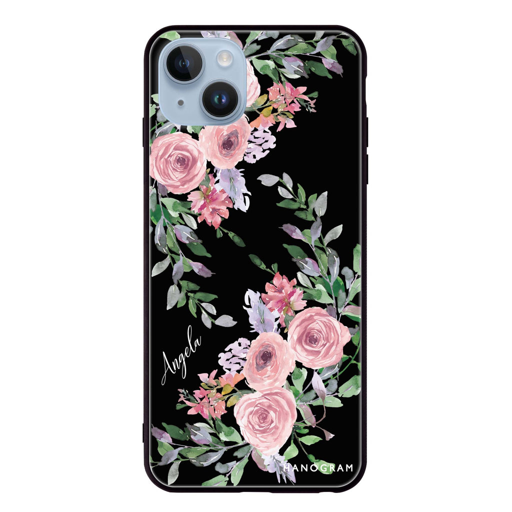Lucy Watercolor Rose iPhone 14 Plus Glass Case