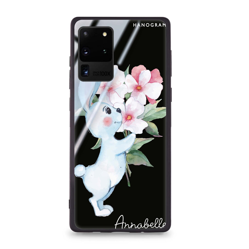 Rabbit And Flowers Samsung Glass Case