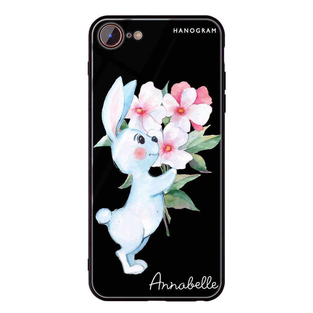Rabbit And Flowers iPhone 7 Glass Case