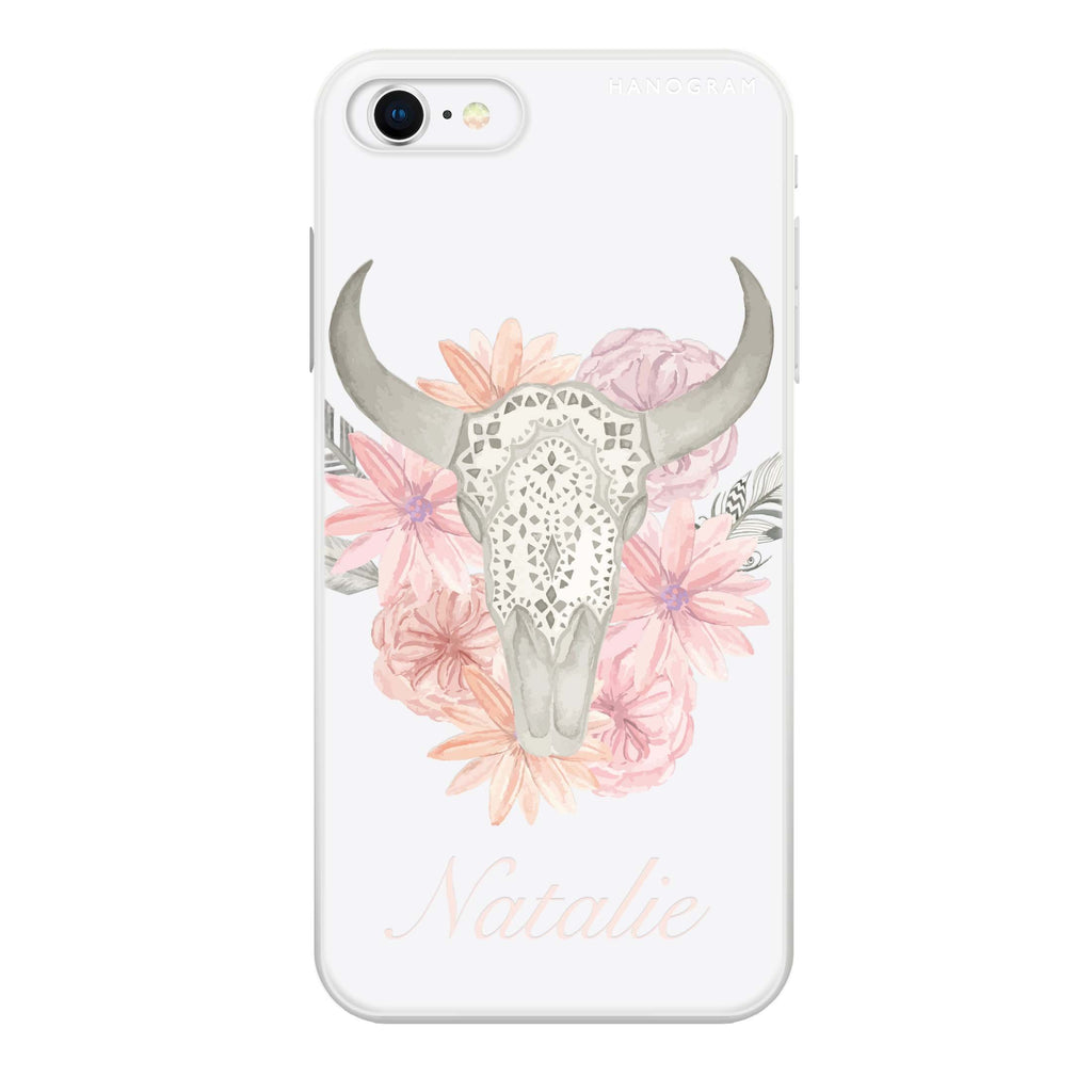 Skull Bull & Watercolor Flowers iPhone SE Ultra Clear Case