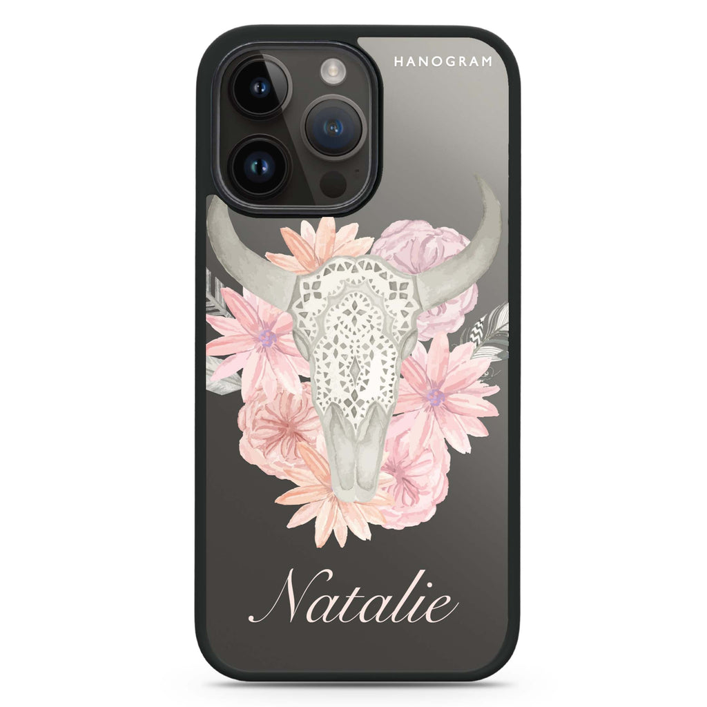 Skull Bull & Watercolor Flowers Impact Guard Bumper Case
