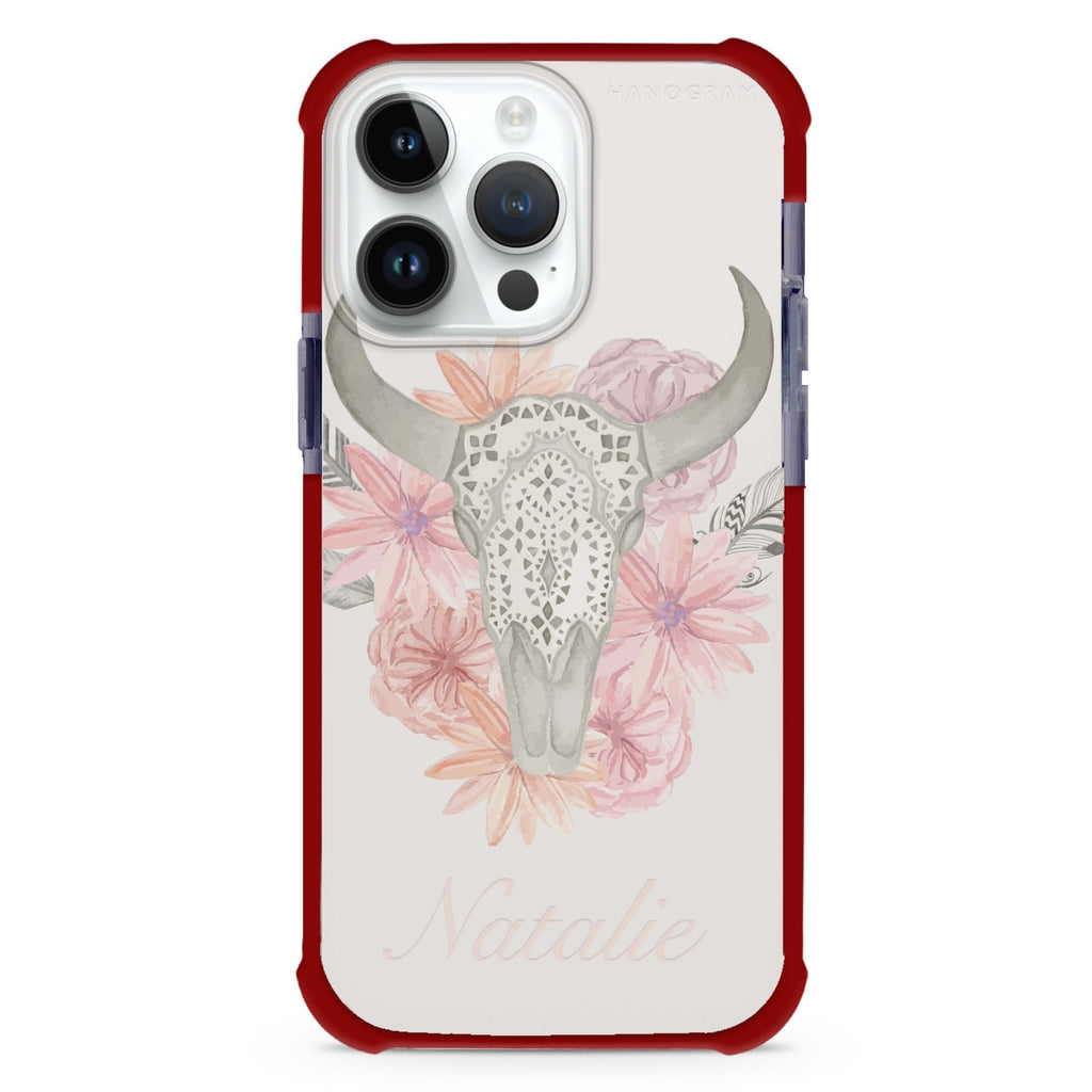 Skull Bull & Watercolor Flowers Ultra Shockproof Case