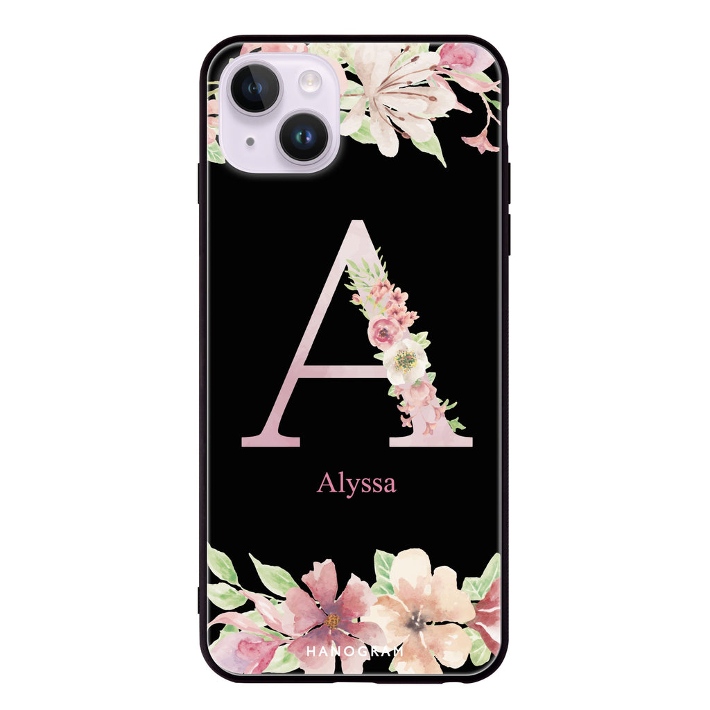 Monogram & Floral iPhone 14 Plus Glass Case
