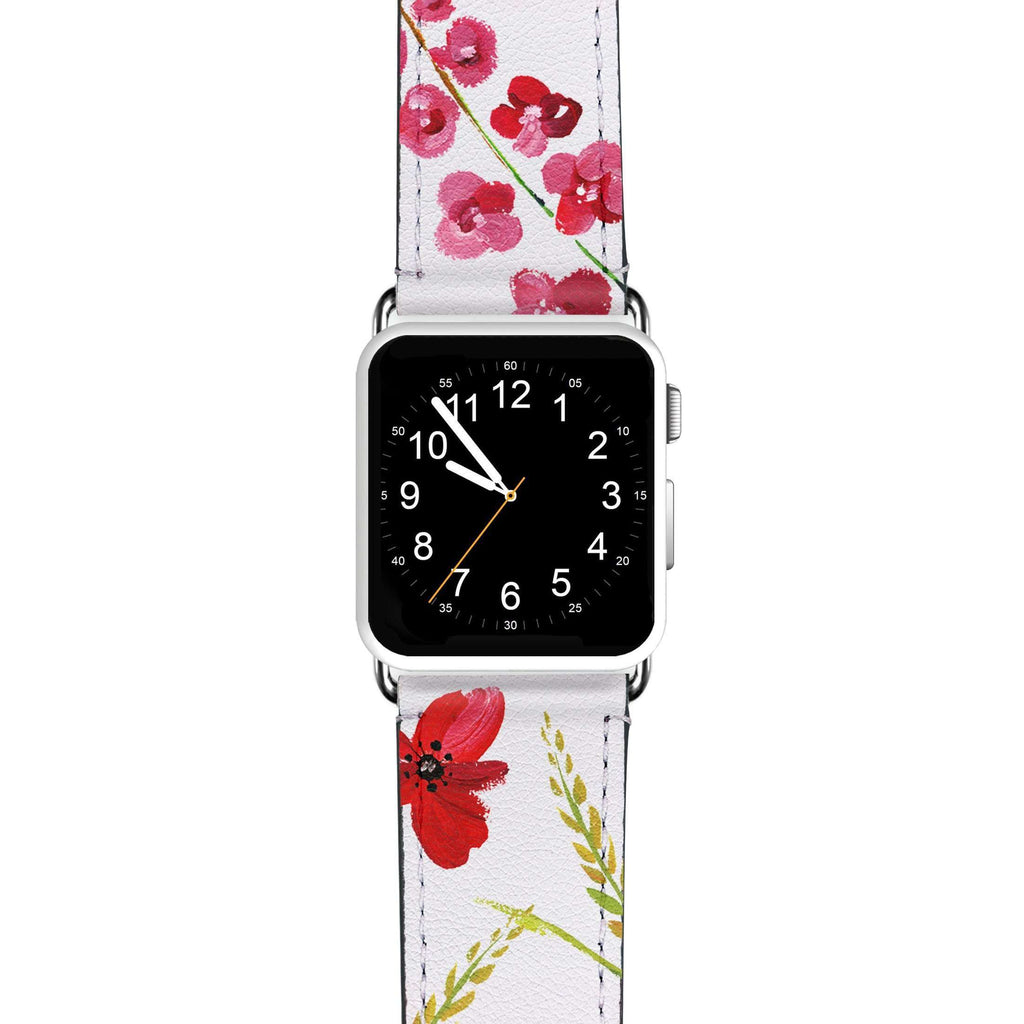 Red Watercolor Florals APPLE WATCH BANDS