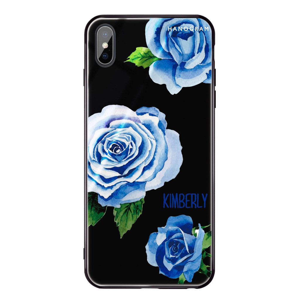 Blue Rose iPhone X Glass Case