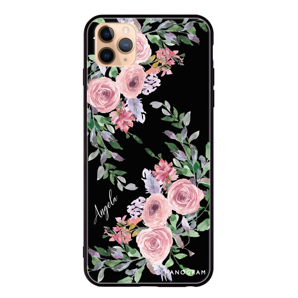 Lucy Watercolor Rose iPhone 11 Pro Max Glass Case