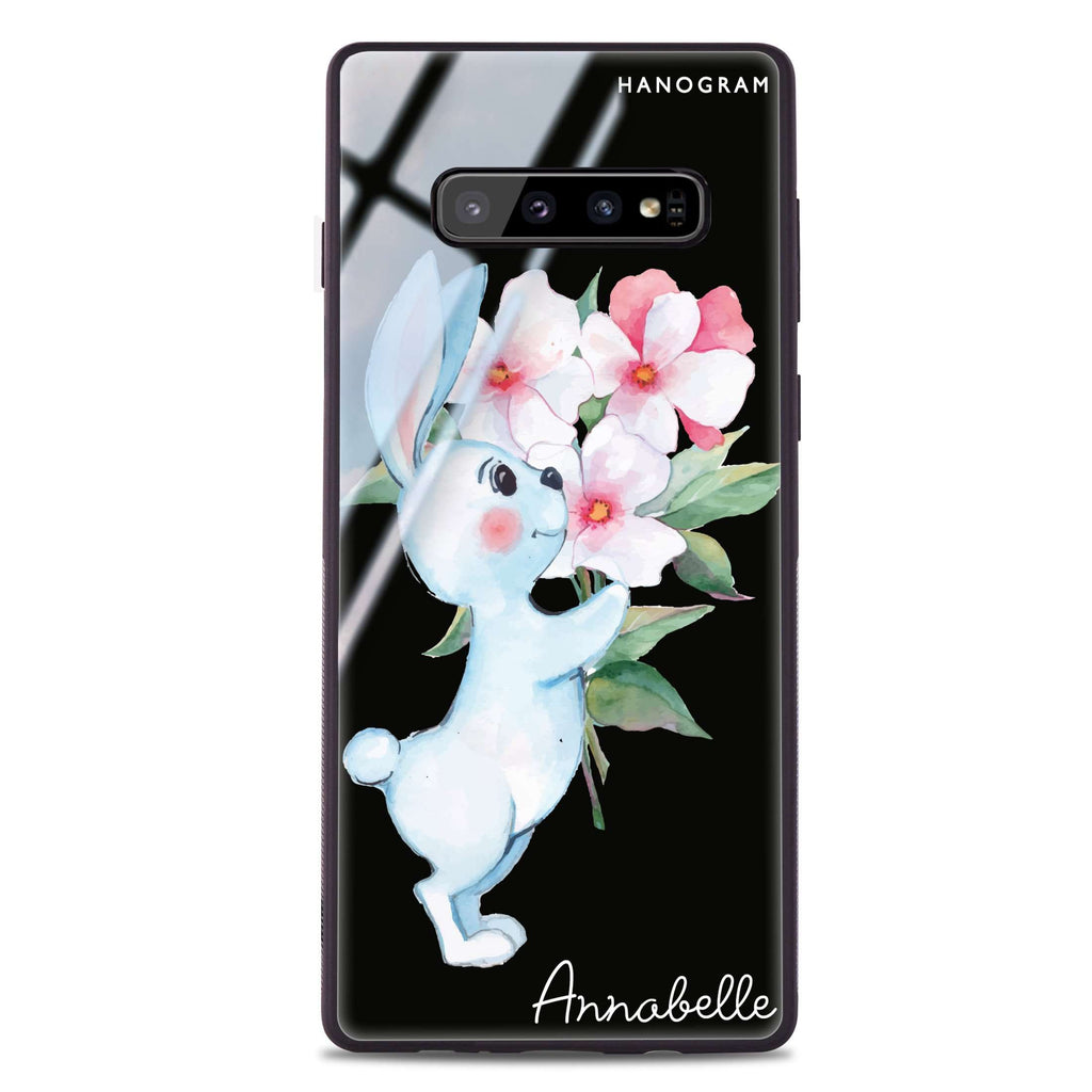 Rabbit And Flowers Samsung S10 Plus Glass Case