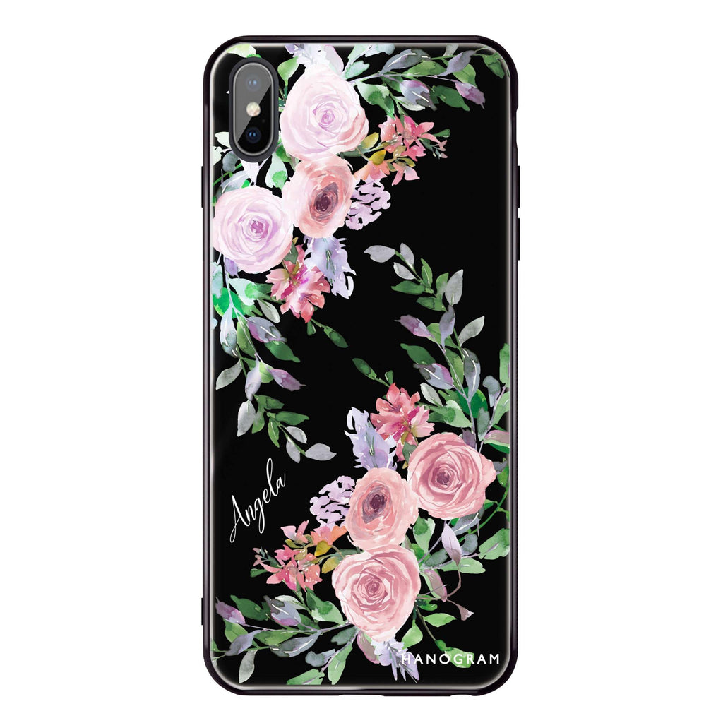 Lucy Watercolor Rose iPhone XS Max Glass Case