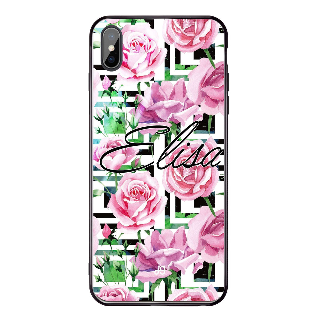 Rose Checkered iPhone X Glass Case