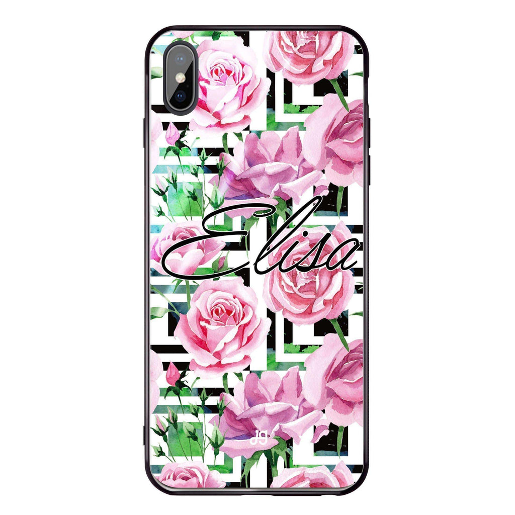 Rose Checkered iPhone XS Glass Case