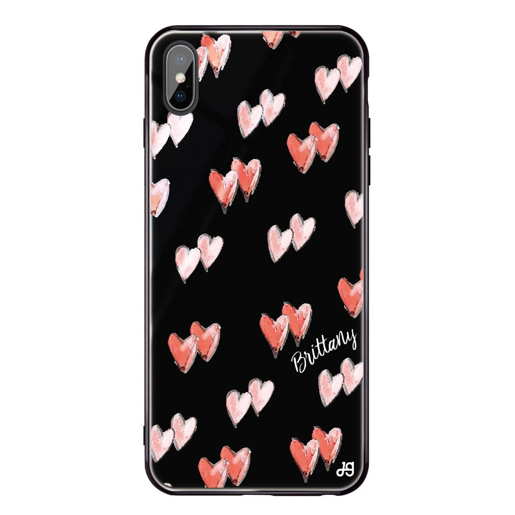 Double Heart iPhone XS Glass Case