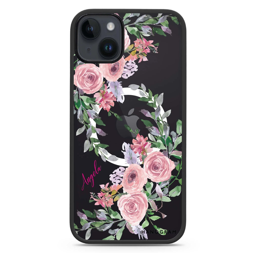 Lucy Watercolor Rose iPhone 14 Plus MagSafe Compatible Impact Guard Bumper Case