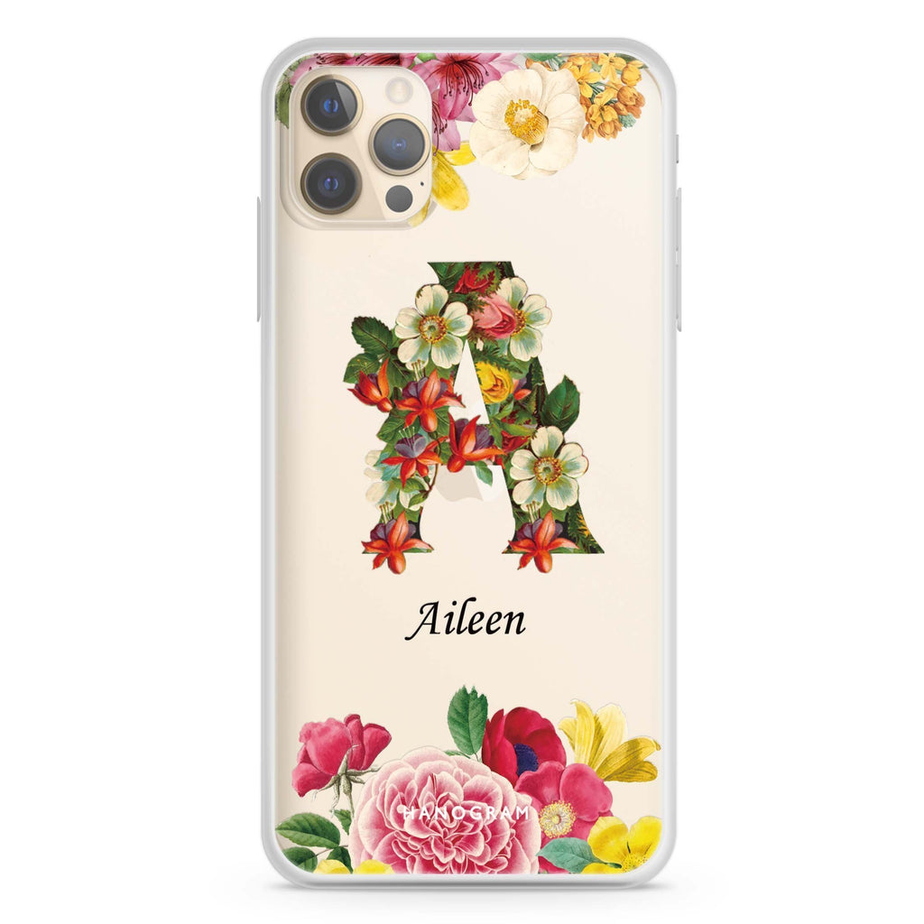 Bouqet Flower Monogram iPhone 12 Pro Max Ultra Clear Case